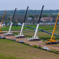 Multi-Crane Water Pipeline Lift