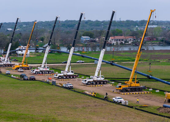Multi-Crane Water Pipeline Lift
